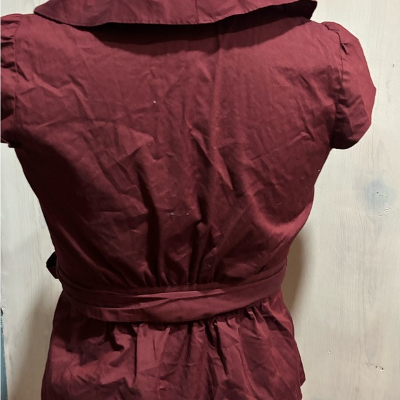 LOFT Burgundy Ruffle Blouse - Picture 5 of 6